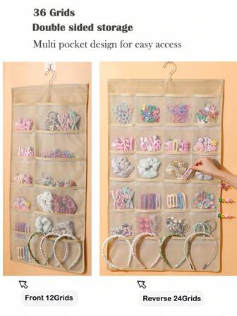 Estante organizador de accesorios para el cabello, organizador montado en la pared para horquillas, diademas, lazos para el cabello, bandas para el cabello, pasadores, adornos para el cabello, bolsa colgante para pasadores de cabello, organizador de maquillaje