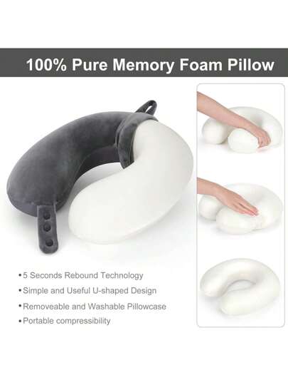 Shaped Travel Neck Pillow, Memory Foam Airplane Kussen Head Support view 3