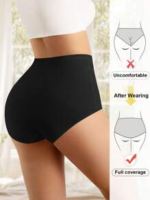 MIOTAN Panties de triángulo de cintura alta para mujeres, moldeador, control de abdomen, piel amistosa y cómodo - Negro - Ver 4
