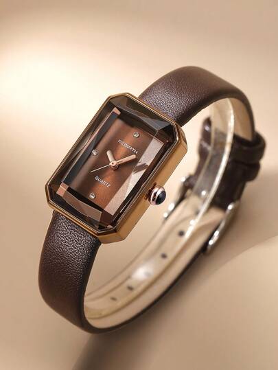 1pc Rebirth Br Square Dial Vintage Quartz Wristwatch