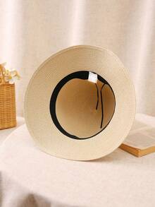 1 件装女士多色蝴蝶结宽边太阳帽，夏季草编渔夫帽，可折叠沙滩防晒帽，适合旅行 - 多色 - 查看 6