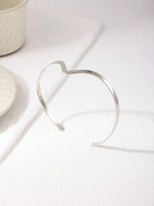 1pc Metal Geometric Hollow Line Pattern Open Circle Wall Mount Ring, Fashionable And Personalized - Silver - View 3