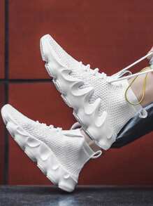 Zapatos de calcetines informales sin cordones para hombres, modelo de zapatillas deportivas de moda para deportes (450) - Blanco - Ver 6
