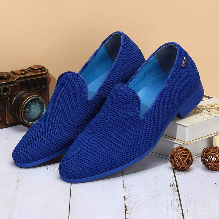 Mens Loafers Dress Shoes Slip On Driving Shoes Tuxedo Suit Shoes - Màu xanh lam - Xem 1