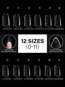 120 件透明棺材/杏仁/细高跟/椭圆/方形/其他形状盒装指甲贴，12 种尺寸全覆盖亚克力按压指甲，适合家庭 DIY 美甲和美甲沙龙使用或礼物 - 女性指甲护理必备圣诞指甲指甲用品指甲 - 無色 - 查看 10