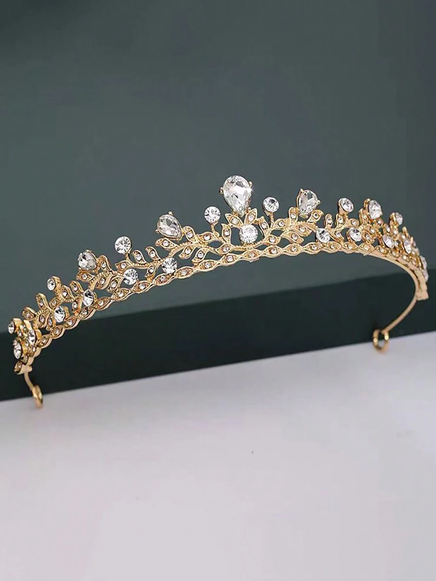 One Elegant Gold Tone Princess Hair Accessory Bridal Crown Valentine's Day Accessories - Gold - View 1