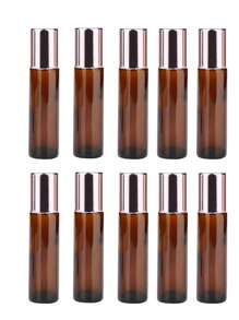 10入組10ml琥珀色厚玻璃滾珠瓶(附不銹鋼滾珠)，適用於精油、香水、香薰瓶，旅行可補充瓶 - 棕色 - 查看 17