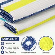 Tapetes exteriores impermeables de 5x6 pies, alfombras reversibles, tapete exterior, alfombra de plástico para exteriores, alfombra geométrica para RV para patio, campamento, picnic, terraza trasera, balcón, playa, decoración de jardín - Azul Marino - Ver 11
