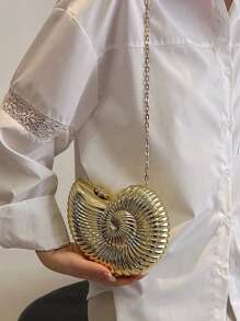 海螺小众设计 创意亚克力链条包 女包 个性休闲 单肩包 蜗牛造型 时尚百搭斜挎包 适合聚会派对街拍 - 金色 - 查看 3