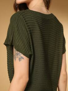 Plus Size Knit Tops - xanh quân đội - Xem 7