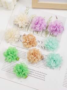 20/40pcs 2 Inch Chiffon Flower Hair Clips Bowknot Clips Non Slip Clips Hair Accessories For Girls