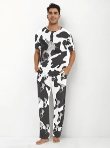 [DIY] 定制男士短袖趣味睡衣套装，定制肖像照片，礼物，新奇大头脸替换，轻质透气快干舒适面料，送给朋友/伴侣/生日的礼物 - 彩色 - 查看 5