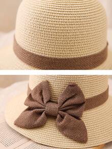 1 件装女士多色蝴蝶结宽边太阳帽，夏季草编渔夫帽，可折叠沙滩防晒帽，适合旅行 - 多色 - 查看 7