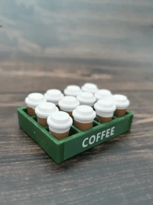 13件1套迷你咖啡杯咖啡托盘模型创意仿真收藏玩具，厨房玩具，微型仿真食品饮料配件模型咖啡厅餐厅，厨房装饰，家居装饰，房间装饰，派对用品，DIY配件，摄影道具派对礼品生日礼物复活节感恩节完美礼物 - 1套咖啡杯+盤子 - 查看 11