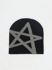 Pentagram Jacquard Knit Hat, Unisex Winter Warm Knitted Hat, SunnyFine Fiber Material, Knitted Hat For Casual And Cold Weather