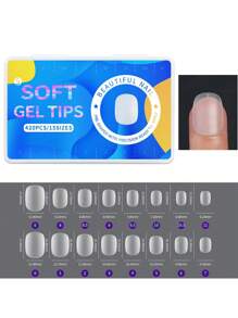 420Pcs/Box Matte Soft False Nails Full Transparent Almond Soak Off Gel Fake Nail Short T Shape Round Oval Capsule Tips Diy Press On Nails Nail Supplies Nails