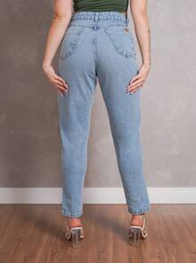 Women Jeans - 中等水洗藍 - 查看 5