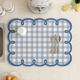 1pc Fresh Style Placemat, Absorbent Kitchen Drain Mat, Heat Resistant Insulation Table Mat, Quick-Drying Anti-Slip Coaster For Restaurants, Coffee Shops
