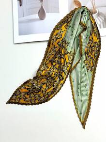 新款70cm正方形簡約印花圍巾，時尚女士帶有皺紋設計的圍巾。可用作頭巾，腰帶和腰帶，以及個人風格的匹配斗篷，頭帶，頭箍，是裝扮造型的理想選擇 - 彩色 - 查看 27