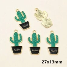 10 件珐琅仙人掌花植物吊坠适用于珠宝制作用品油 DIY 项链耳环配件 - 仙人掌 - 查看 13
