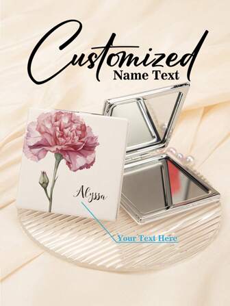 Custom Print: Personalized Name ! Leather Folding Makeup Mirror, High Definition Glass, 2X Magnifying Lens! Ideal Gift For Sisters, Aunts, Mothers, Grandmothers, Girlfriends, Mentees, Etc. - Perfect For Holidays, Weddings, Birthdays, Valentine's Day, Mother's Day, Graduations