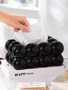 1pc Black & White ABS Cute Ball Tissue Box Cover, Nordic Style Paper Holder For Living Room Coffee Table Storage - Multicolor - View 5