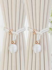 2pcs Ball Decor Polyester Curtain Tieback,Modern Solid Pom Pom Curtain Strap Tie Gifts Birthday Graduation