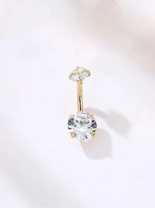 1 Chiếc Nhẫn Rốn Zirconia Thời Trang Và Tối Thiểu Bằng Thép Không Gỉ Cho Phụ Nữ Đeo Như Nút Bụng Cho Các Bữa Tiệc & Kỳ Nghỉ - 1 mảnh - Xem 4