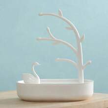 1pc Little Swan Branch-Shaped Tabletop Jewelry Display Stand With 2 Layers, Necklace Storage Organizer For Home Decor - Swan Lake - View 8