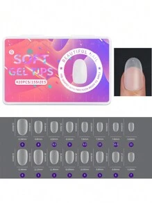 420Pcs/Box Matte Soft False Nails Full Transparent Almond Soak Off Gel Fake Nail Short T Shape Round Oval Capsule Tips Diy Press On Nails Nail Supplies Nails