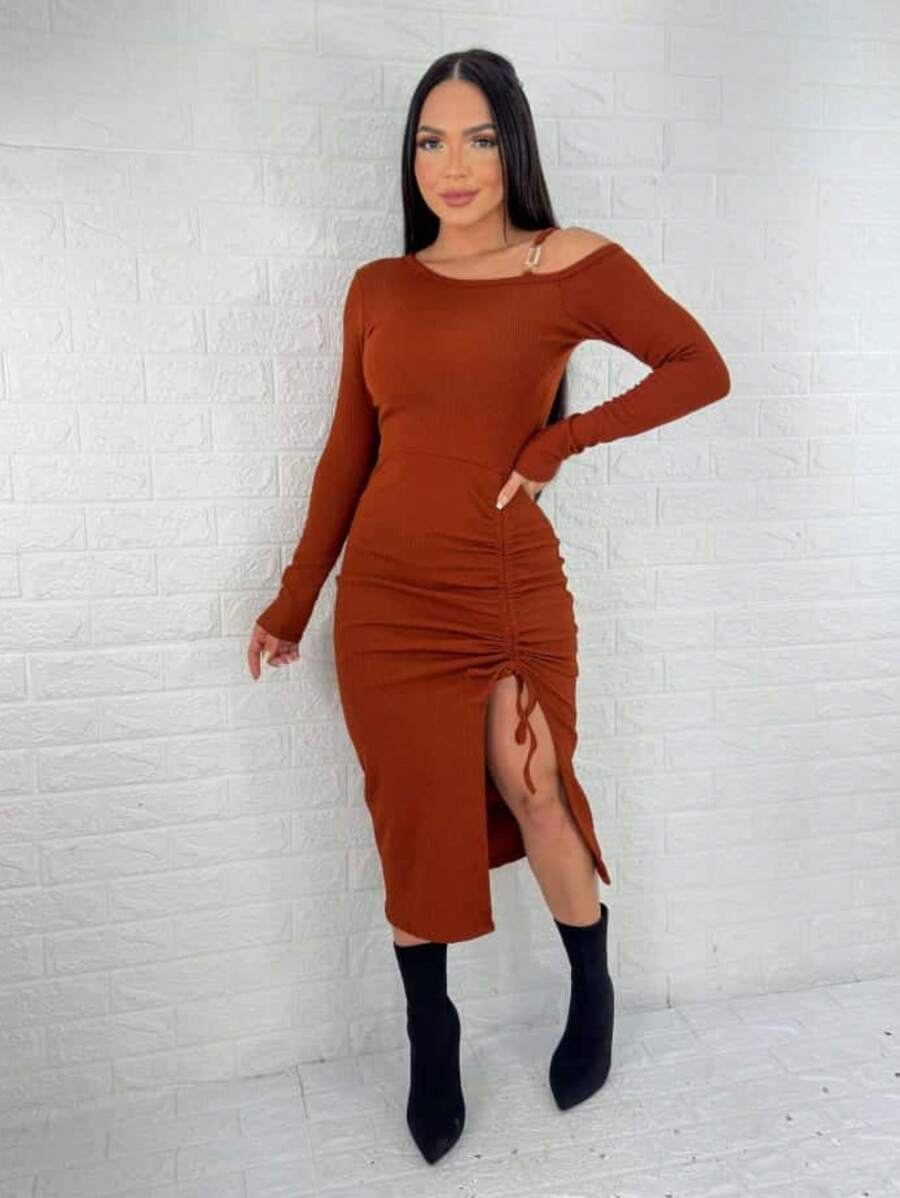 Women Short Dresses - 鏽棕色 - 查看 1