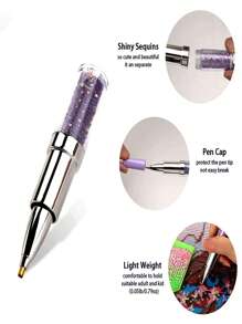 3/1pc Diamond Painting Pen, 5D Diamond Painting Tools Diamond Tip Pen Suitable For DIY Crafts, Cross Stitch Accessories - Multicolor - View 4