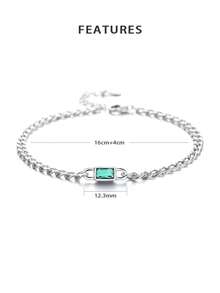 Vòng tay ngọc lục bảo bằng bạc S925 Mạ vàng 18K Hình vuông đơn giản đa năng Zirconia Vòng tay cá tính Trang sức cô dâu dành cho nữ Cô gái phù hợp với trang phục khi mặc - kim cương vuông - Xem 5