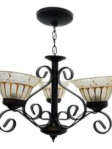 Candil De Techo, Luz Ideal, C11 Herrería, Chocolate 3 Brazos - Pantalla tabaco - Ver 1