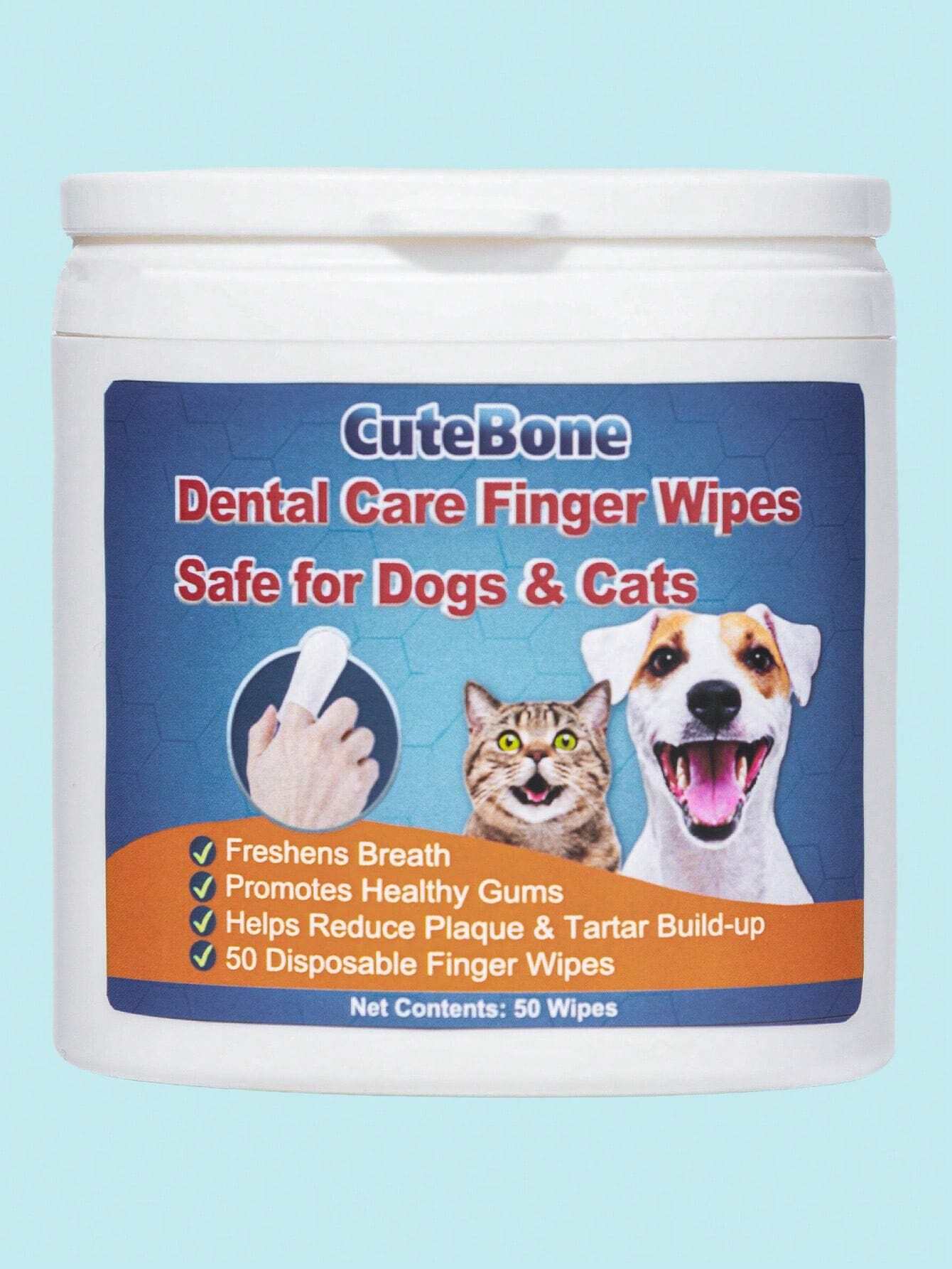 Dog Teeth Cleaning Finger Wipes, 50Pcs Dog Dental Wipes For Teeth
