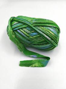 1入組彩色綠色DIY金屬光澤紗帶仿皮柔軟手編包袋和玩具材料，變色紗線