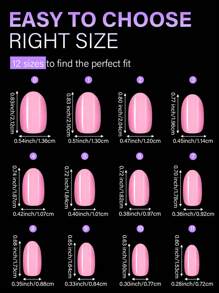 24 piezas de puntas de uñas acrílicas de forma corta en forma de ataúd / cuadrada / ovalada en una bolsa, 12 tamaños de puntas de uñas falsas de color mostaza amarillo, adecuadas para decoración de uñas de arte DIY en casa, uñas postizas, suministros de uñas