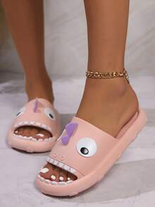 Women's Plus Size Cute Shark Slippers - Pink - View 3