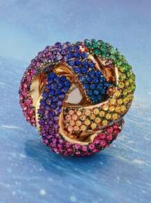 1 pièce Bague fleur de rose en métal 3D exagérée avec des strass, porter élégamment pour les occasions de fête décontractées, idéal pour la Saint-Valentin, la mère, la fête des mères, en cadeau