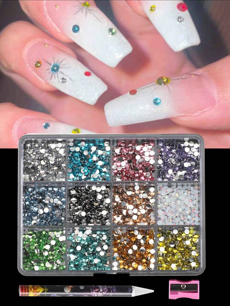 21 Disegni Fai-da-te arte di unghie K9 Vetro Colorato Strass Piatti