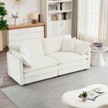 Luxury Loveseat Sofa Couch, 76" Modern Chenille Deep 2-Seater Cloud Couch With 2 Armrest Pillows And 2 Toss Pillows, Love Seat For Living Room Bedroom Office Apartment, Beige - Màu be - Xem 1