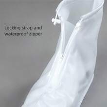 1 Pair Waterproof Shoe Covers, Anti-Slip PVC Galoshes Protective Covers, Suitable For Bicycle, Camping, Travel (Please Order 1 Size Up For Sneakers, 2 Sizes Up For Boots, Random Letter On Sole) - White - View 9