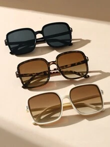 3pcs Oversized Y2K Fashion Glasses Set, Women's Party & Travel Essential For Music Festival, Hiking, Beach, Summer Outdoor Activities - Black Rice and White Bean Curd Tea - View 3
