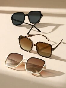 3pcs Oversized Y2K Fashion Glasses Set, Women's Party & Travel Essential For Music Festival, Hiking, Beach, Summer Outdoor Activities - Black Rice and White Bean Curd Tea - View 6