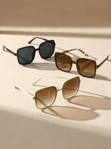 3pcs Oversized Y2K Fashion Glasses Set, Women's Party & Travel Essential For Music Festival, Hiking, Beach, Summer Outdoor Activities - Black Rice and White Bean Curd Tea - View 4