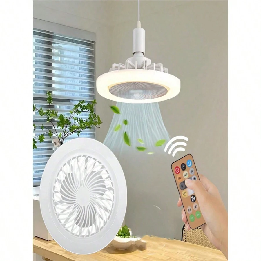Ventilador de Techo de anillo LED,Luz del ventilador de techo,Con mando a distancia,3000K-6500K/luminosidad regulable,Tres velocidades del viento,18W,1400Lm-1800Lm. para Dormitorio, Sala de Estar, Cocina, Comedor