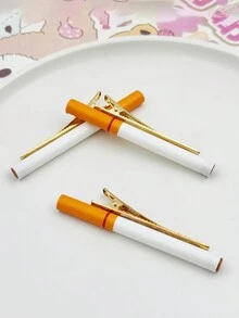 3入組有趣創意香煙髮夾，仿真香煙煙蒂和鱷魚夾，多功能髮飾，適合休閒穿著。女性新穎香煙造型髮夾，適合夾瀏海、側邊的頭飾和少量頭髮 - 彩色 - 查看 6