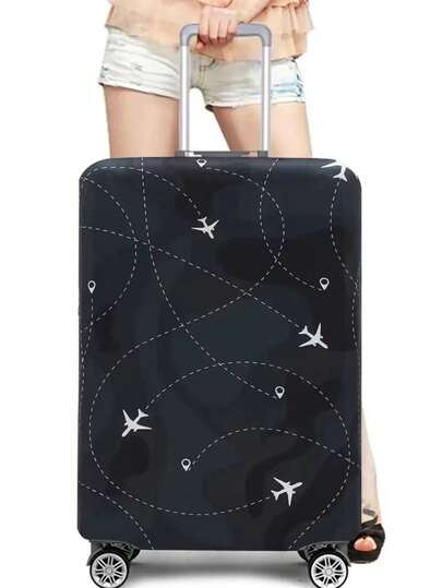 1 pieza Funda elástica para equipaje Cubierta protectora para maleta con estampado de avión Cubierta antipolvo para maletas adecuada para equipaje de 18 a 32 pulgadas Accesorios de viaje, bolsa, organizador, almacenamiento