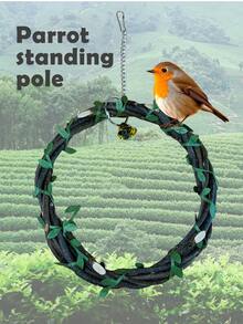 1入組鸚鵡架，鳥類棲息架，鳥類搖擺，鸚鵡架，鸚鵡棲息架，鳥類棲息支架，鳥類玩具，鸚鵡玩具 - 綠色 - 查看 4