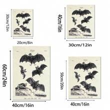 4 piezas Pósters de arte de anatomía de murciélago gótico vintage de terror: el regalo perfecto para los fanáticos góticos de Halloween y vampiros - Negro - Ver 4